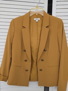 Bar III Double-Breasted Mustard Blazer